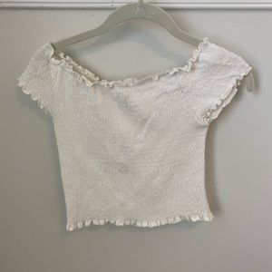 brandy melville white off the shoulder crop top